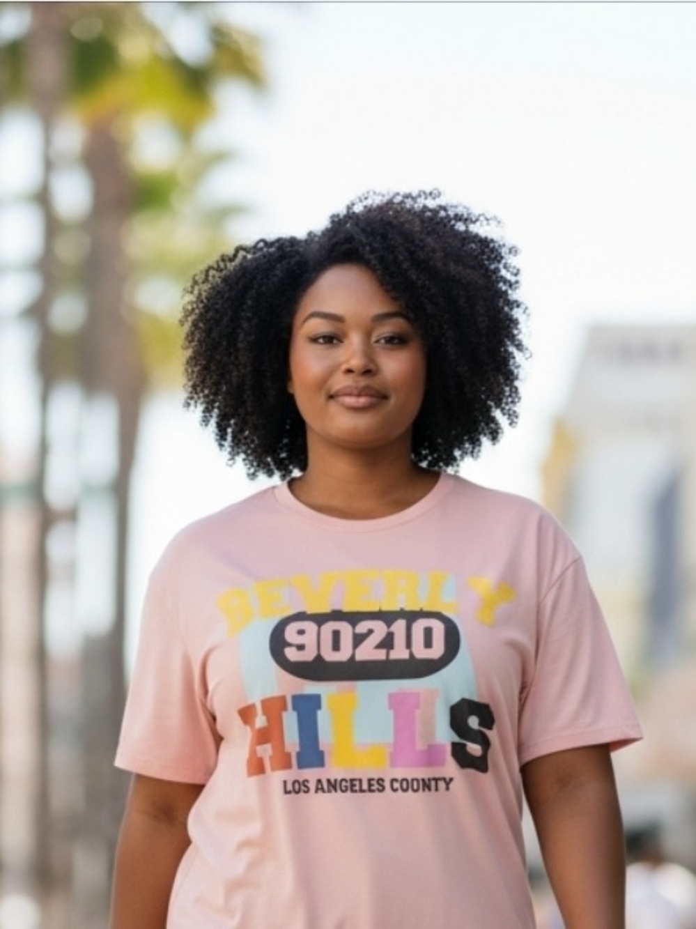 Pink Beverly Hills 90210 Graphic Tee - Adults Vintage Cropped